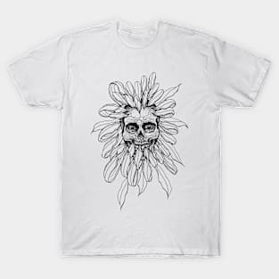 Skull in chrysanthemum flower by Susyrdesign T-Shirt